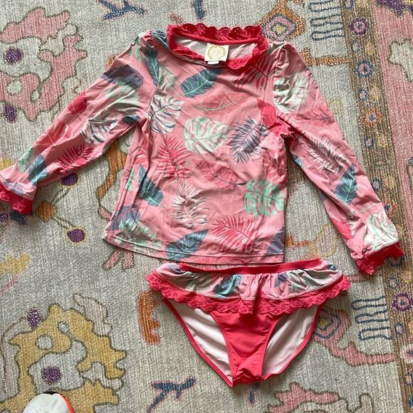 The Beaufort Bonnet Company Pink and Green Kids Swim Bikini - Picture 1 of 3